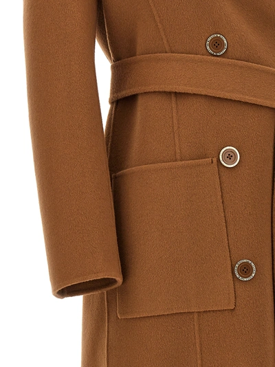 Shop Elisabetta Franchi Double-breasted Coat Coats, Trench Coats Beige