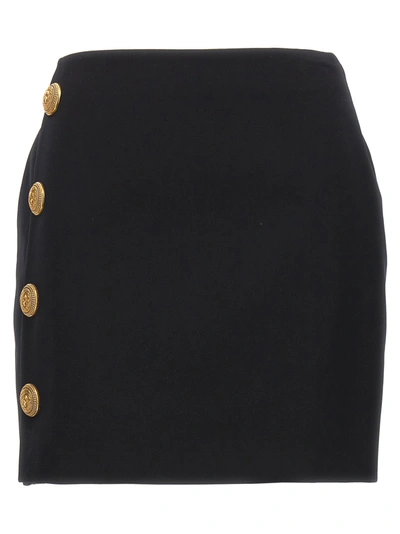Shop Balmain Gold Buttons Mini Skirt Skirts Black