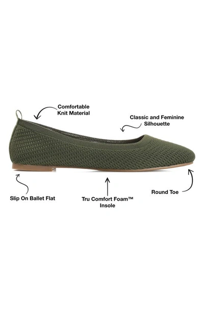 Journee Collection Womens Maryann Knit Round Toe Ballet Dress Flats In Green
