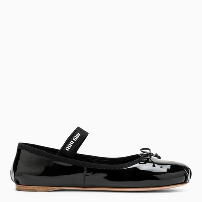 Shop Miu Miu Black Patent Leather Ballerina Women