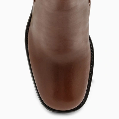 Shop Prada Cognac Leather Ankle Boot Women In Orange