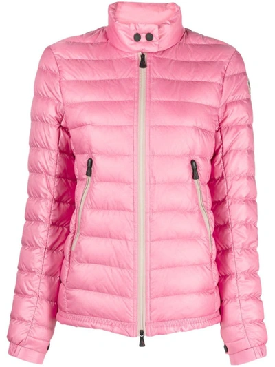 Shop Moncler Logo-patch Padded-design Jacket In Pink