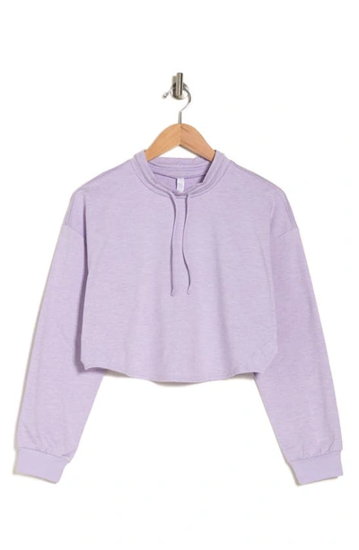 Shop Z By Zella Downtown Mock Neck Brushed Jersey Crop Pullover In Purple Secret