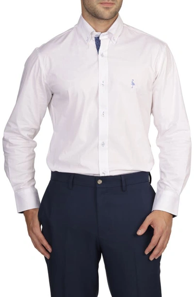 Shop Tailorbyrd Solid Long Sleeve Cotton Stretch Button Down Shirt In White