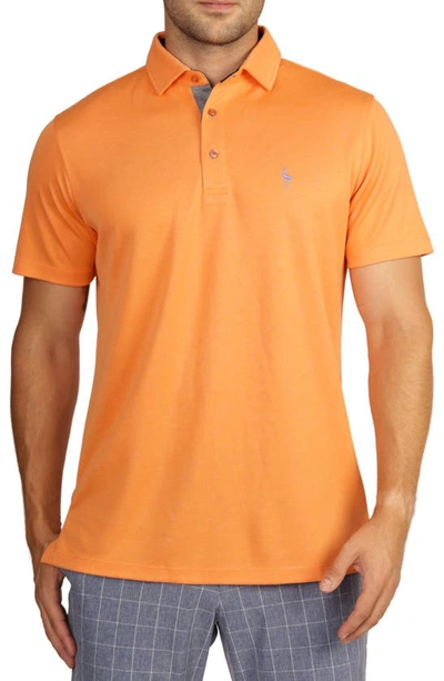 Shop Tailorbyrd Modal Short Sleeve Polo In Orange