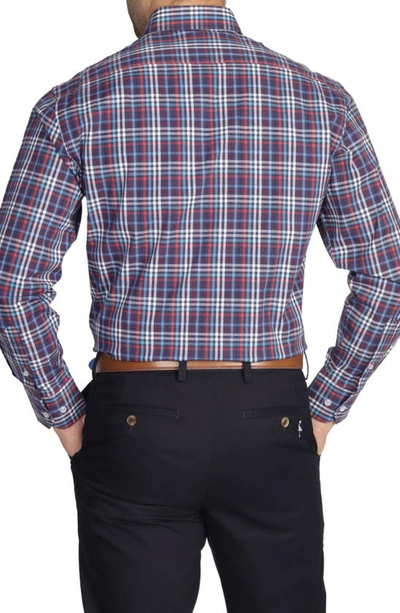 Tailorbyrd Regular Fit Plaid Stretch Button-down Shirt In Navy