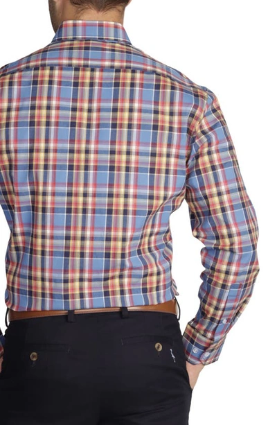 Tailorbyrd Long Sleeve Cotton Stretch Button Down Shirt In Blue