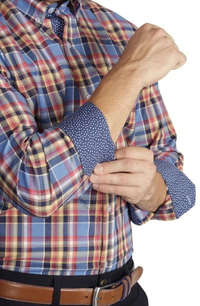 Tailorbyrd Long Sleeve Cotton Stretch Button Down Shirt In Blue
