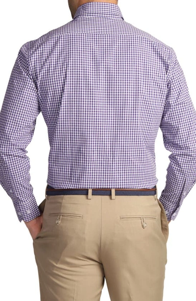 Tailorbyrd Regular Fit Gingham Stretch Button-down Shirt In Purple