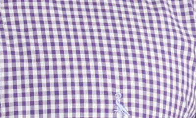 Tailorbyrd Regular Fit Gingham Stretch Button-down Shirt In Purple