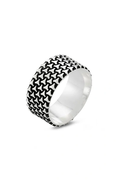 Yield Of Men Sterling Silver Oxidized Band Ring In Silver
