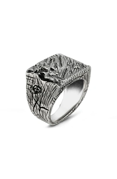 Shop Yield Of Men Sterling Silver Tree Bark Signet Ring