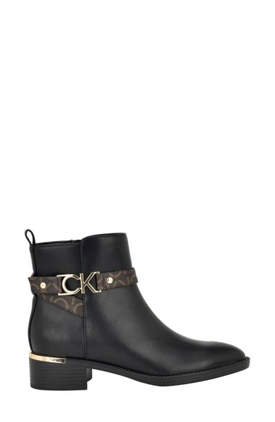 Calvin Klein Buckle Strap Bootie In Black