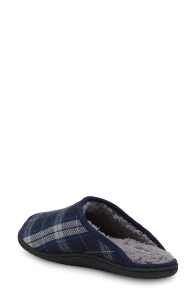 Shop Nordstrom Rack Brock Faux Fur Lined Scuff Slipper In Navy Plaid