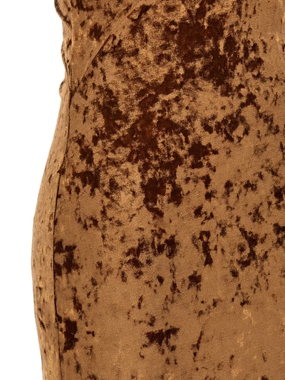 Shop Atlein 'crushed Velvet' Long Dress In Brown
