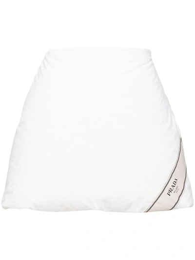 Shop Prada Padded Cotton Miniskirt In Bianco+panna