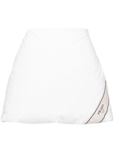 Prada Wattierter Minirock Aus Baumwolle In Bianco+panna