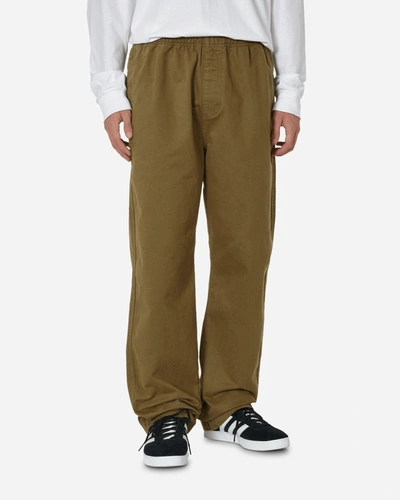 Shop Stussy Brushed Beach Pants Olive In Green