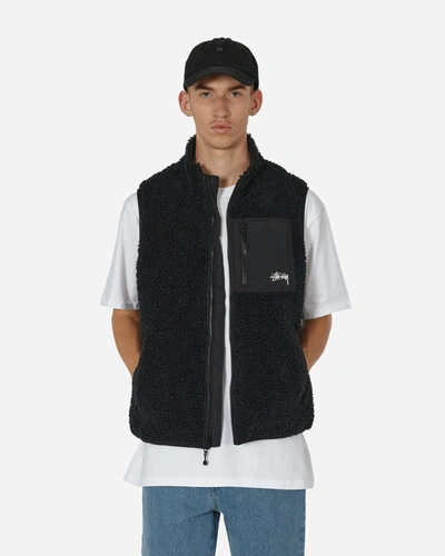 Shop Stussy Sherpa Reversible Vest In Black