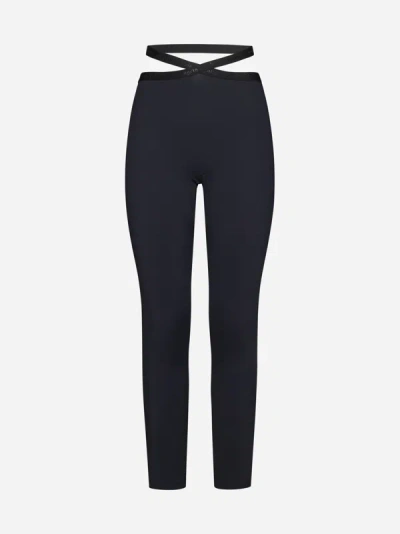 Shop Palm Angels Ribbed Jersey Leggings In Black