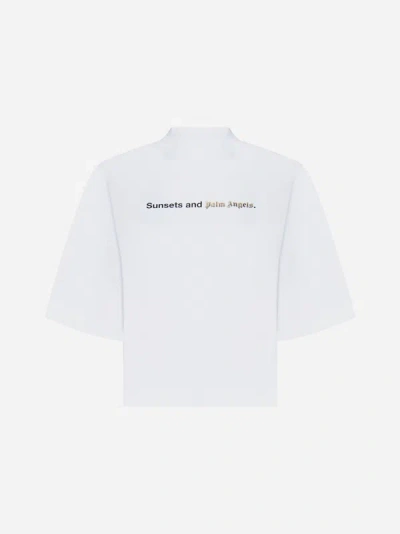 Shop Palm Angels Sunsets Cotton T-shirt In White,black