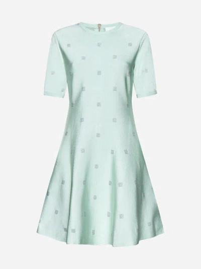 Shop Givenchy 4g Motif Knit Mini Dress In Mint Green