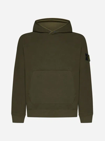 Shop Stone Island Cotton Hoodie In Olive