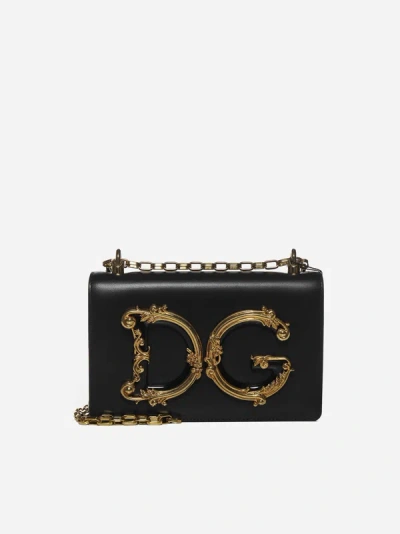 Shop Dolce & Gabbana Dg Girls Nappa Leather Bag In Black