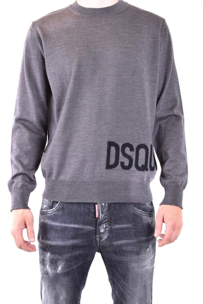 Dsquared2 Ribbed Crew Neck Sweaters With Long Sleeves In Grey