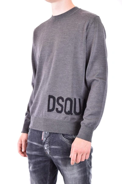Dsquared2 Ribbed Crew Neck Sweaters With Long Sleeves In Grey
