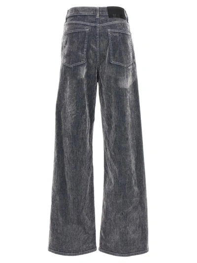 Msgm Logo-patch Wide-leg Trousers In Gray