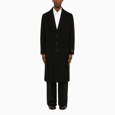 Shop Valentino Black Single-breasted Coat In Wool