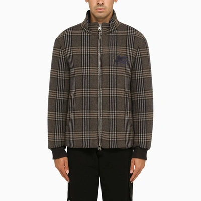 Shop Etro | Checked Wool Padded Jacket In Multicolor