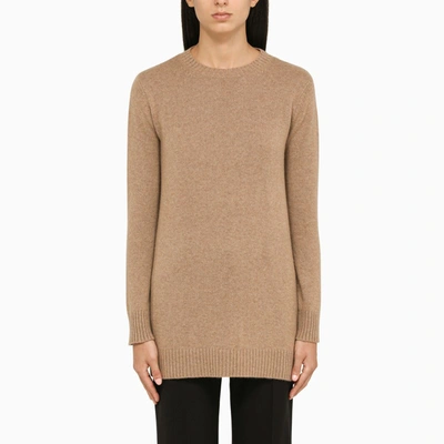 Shop Max Mara | Wide Camel Cashmere Sweater In Beige
