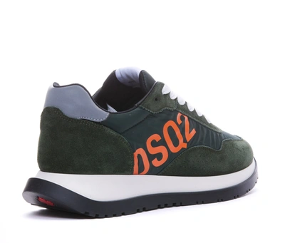 Dsquared2 Low-top Running Sneakers With Logo Print In Green