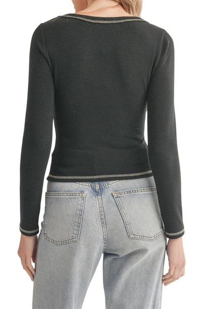 Shop Lush Butter Soft Long Sleeve Top In Black/ White