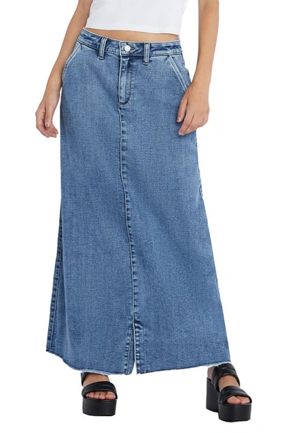 Shop Wash Lab Denim Tory Denim Maxi Skirt In Field Blue