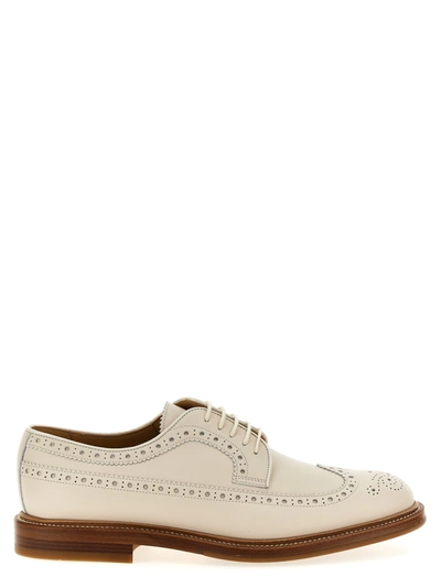 Shop Brunello Cucinelli Dovetail Lace Up Lace Up Shoes White