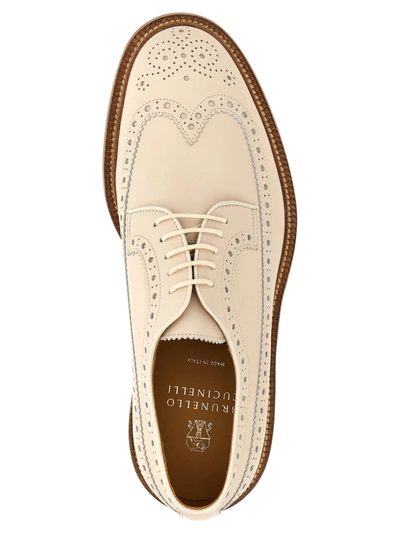 Shop Brunello Cucinelli Dovetail Lace Up Lace Up Shoes White