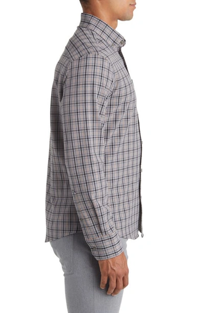 Mizzen + Main City Trim Fit Nickel Houston Plaid Flannel Button-down Shirt In Gray