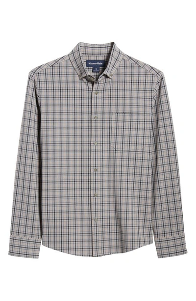 Mizzen + Main City Trim Fit Nickel Houston Plaid Flannel Button-down Shirt In Gray