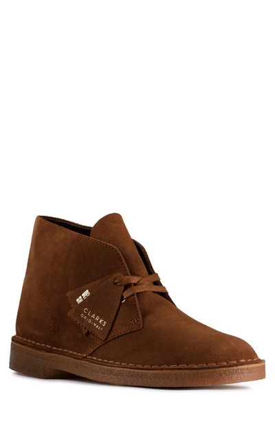 Shop Clarks Desert Boot In Cola Suede