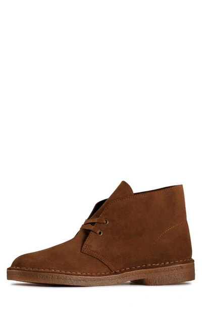 Shop Clarks Desert Boot In Cola Suede