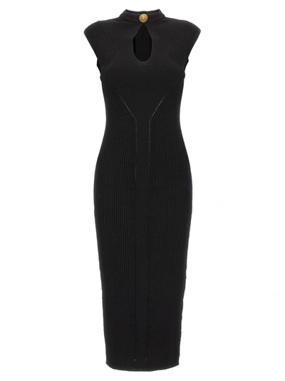 Shop Balmain Knit Midi Dress Dresses Black