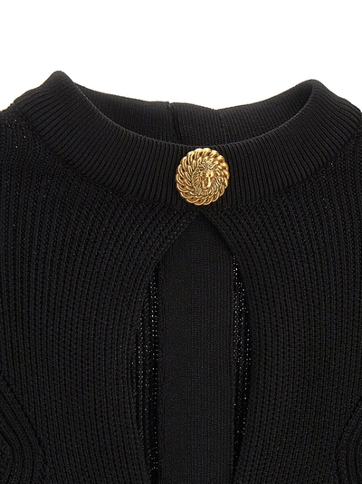 Shop Balmain Knit Midi Dress Dresses Black
