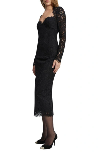 Shop Bardot Aurora Lace Long Sleeve Midi Dress In Black