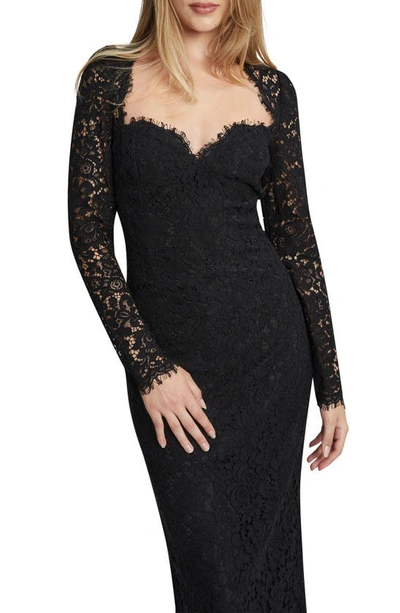 Shop Bardot Aurora Lace Long Sleeve Midi Dress In Black