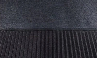 Theory Short-sleeve Pleated Knit Combo Mini Dress In Charcoal Melange