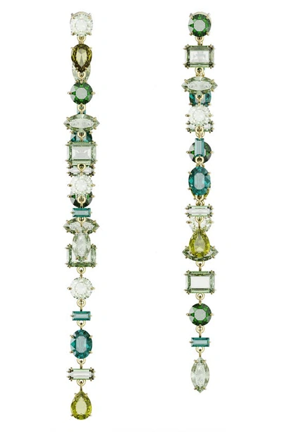 Swarovski 'gema' Asymmetric Crystal Drop Earrings In Green