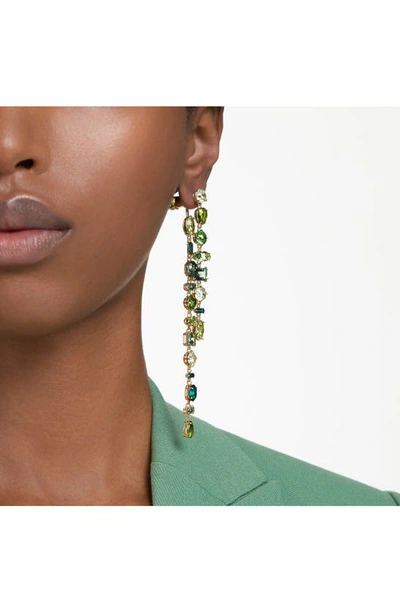 Swarovski 'gema' Asymmetric Crystal Drop Earrings In Green